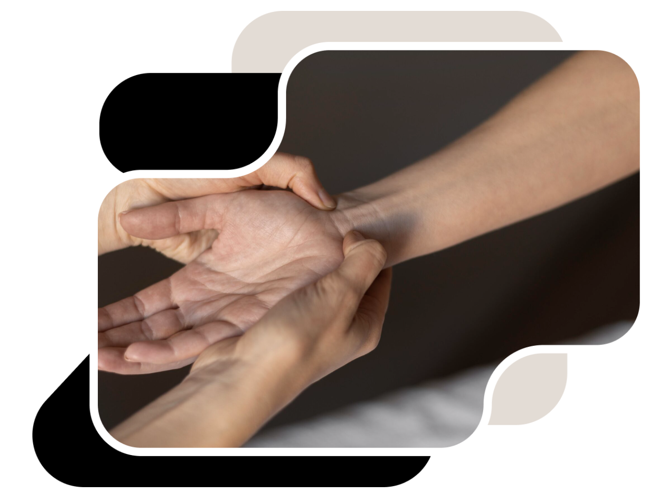Therapist performing shiatsu hand and wrist pressure